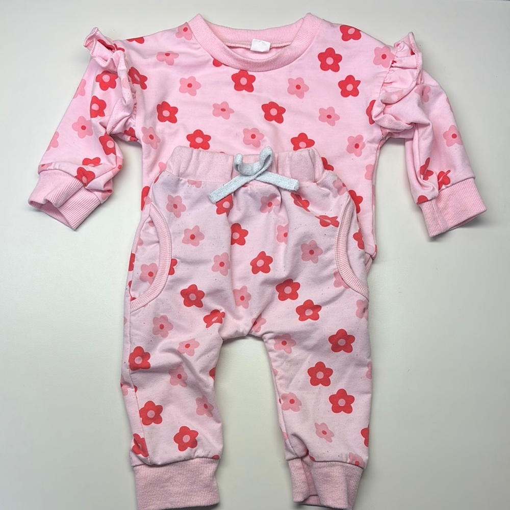 Pink Floral Baby Outfit- 3-6 Month